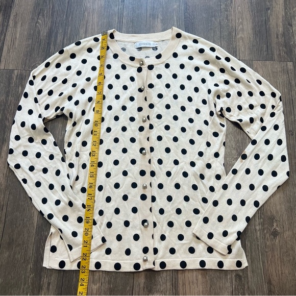 Entracte Vtg Silk Cashmere Polka Dot Crewneck Fitted Button Up Knit Cardigan M - Picture 11 of 16